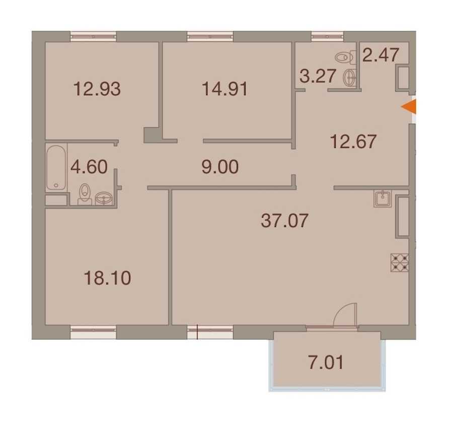 Трехкомнатная квартира в : площадь 118.46 м2 , этаж: 8 – купить в Санкт-Петербурге